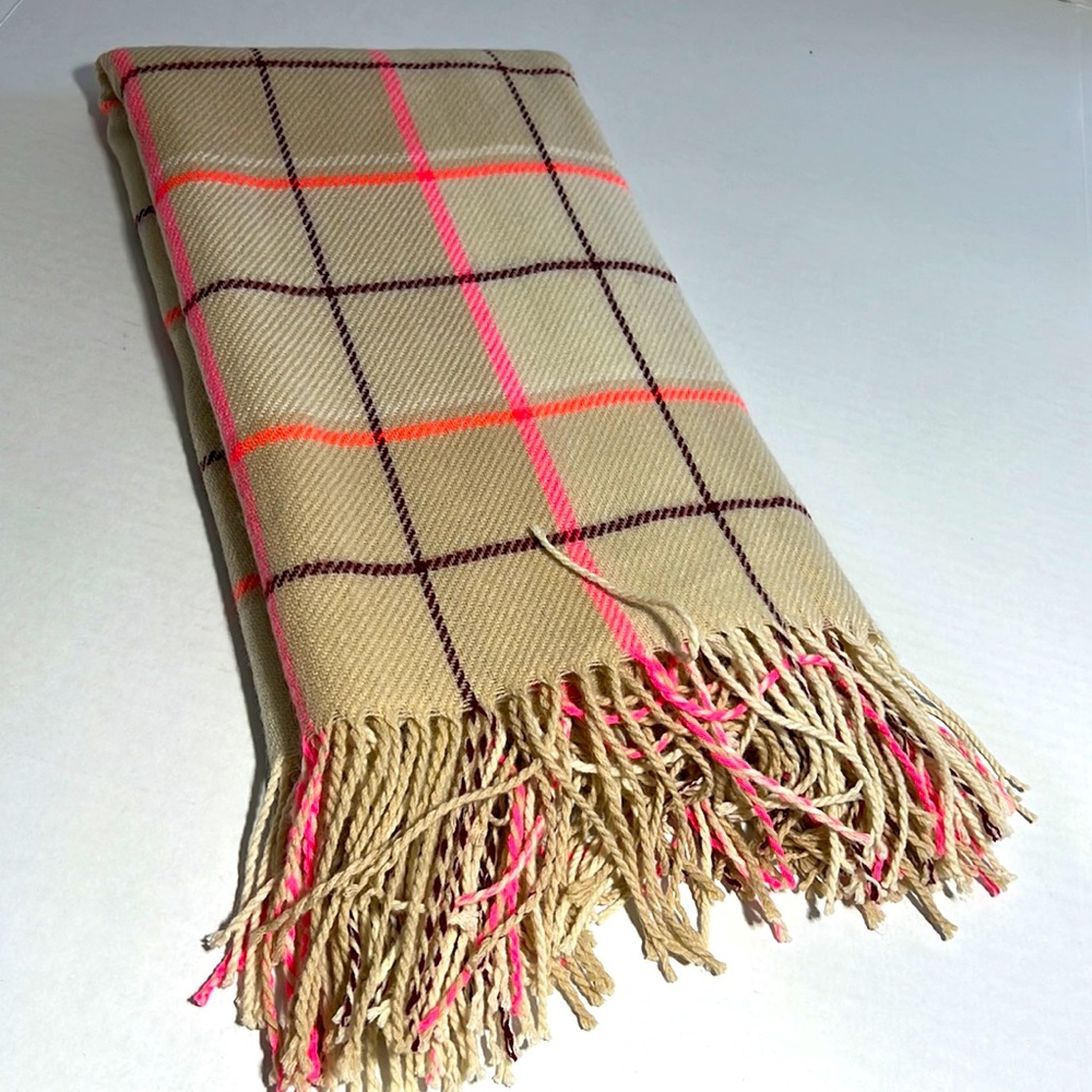 Multi-Color Plaid Scarf/Wrap. Os - image 1